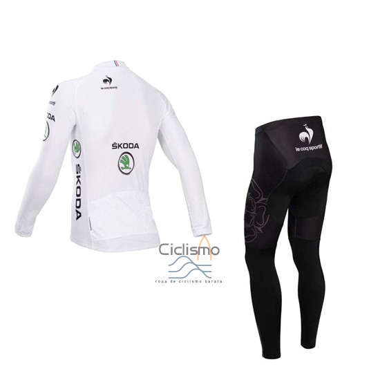 Tour DE Francia Ropa Ciclismo Culotte Largo 2014 Hombre Mangas Largas Blanco